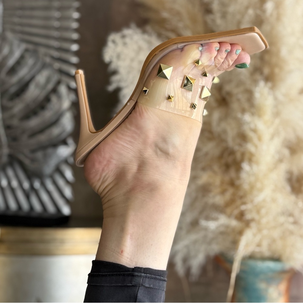 Studded Transparent Heels mules sexy sandals